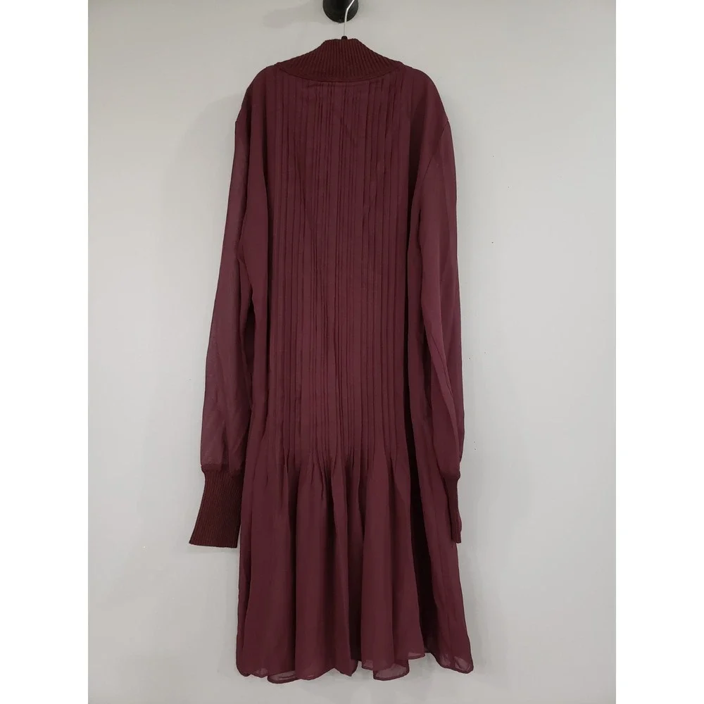 NEW SZ 2 Club Monaco Pleated Long Sleeve High Mock Neck gothic witchy fall shift